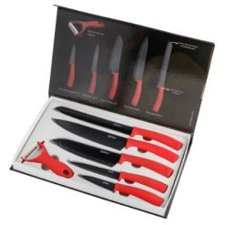 Jogo de Facas 6 peças - Vermelho c/ Preto
